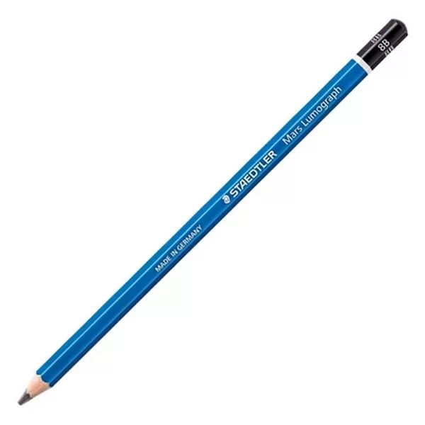 مداد طراحی لوموگراف استدلر بدنه آبی مدل Mars Lumograph ضخامت 8B